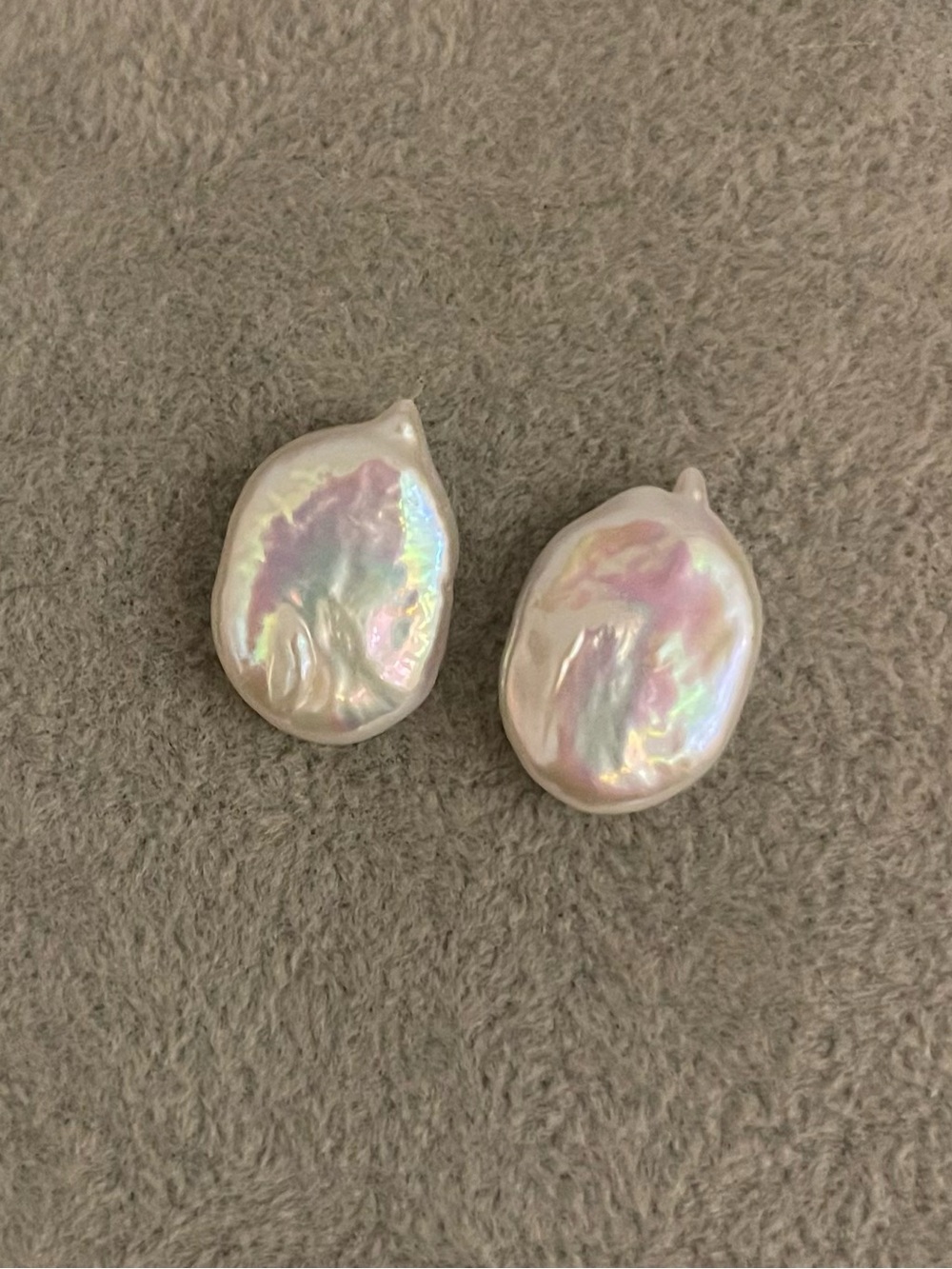 Irregular Baroque Pearl Stud Earrings - Iridescent Pink 22